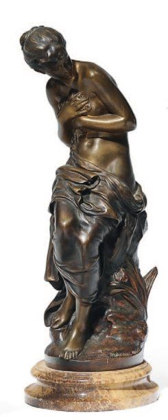 MATHURIN MOREAU (1822-1912) La baigneuse Bronze à patine brun rouge et brun mordoré....