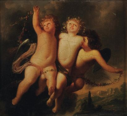 ÉCOLE DU DÉBUT DU XIXE SIÈCLE, ATTRIBUÉ À CORNEILLE LENS (1739-1822) Trois amours...