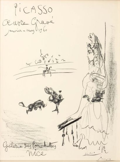PABLO PICASSO (1881-1973) Femme au balcon, 1960 Lithographie signée en bas à droite....