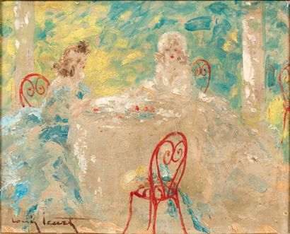 LOUIS ICART (1888-1950) Tête à tête Huile sur toile. Signée en bas à gauche. Titrée...