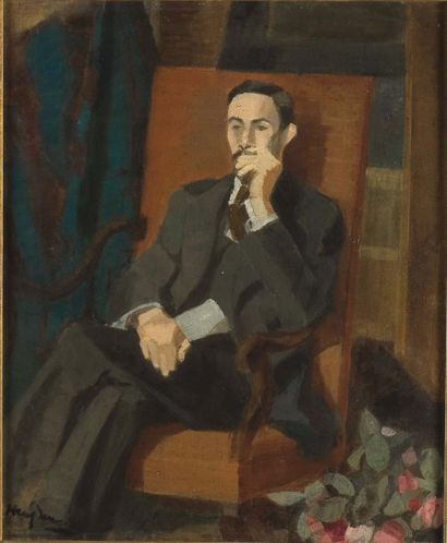 HENRI HAYDEN (1883- 1970) Homme assis. Huile sur toile. Signée et datée en bas à...
