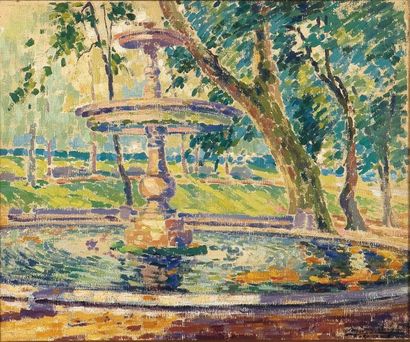 MÉDARD VERBURGH (1886-1957) Jardin romain, 1913 Huile sur toile. Signée et située...
