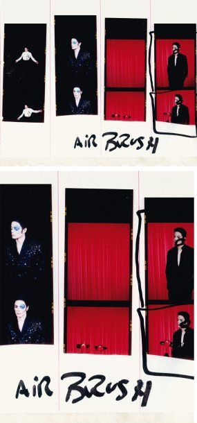 ARNO BANI (NÉ EN 1976) Michael Jackson à l'oeil bleu, sur fond rouge, à la chemise...
