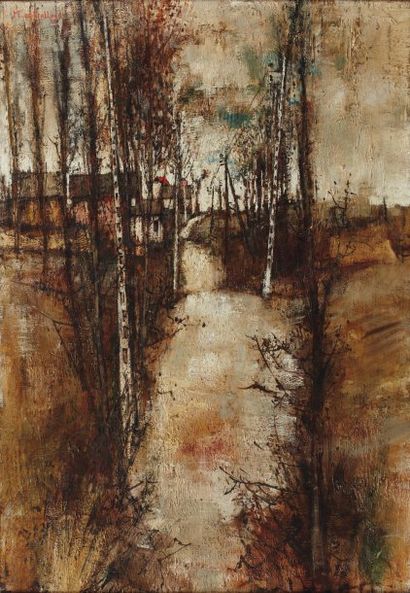 Michel de GALLARD (né en 1921) Chemin, 1958 Huile sur sa toile d'origine. Signée...