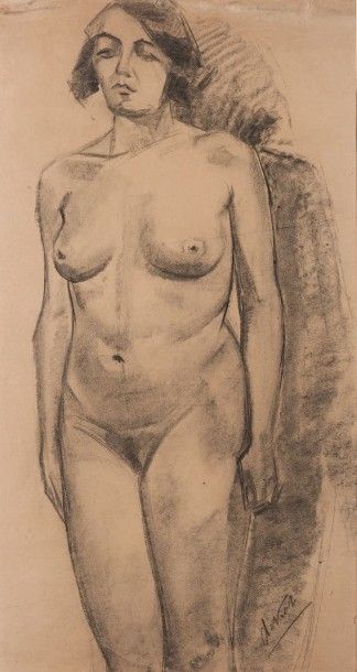Anne-Pierre De Kat (1881-1968) 
Nu
Fusain sur papier
Signé en bas à droite
H_69 cm...