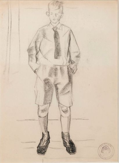 Anne-Pierre De Kat (1881-1968) Le gamin Pastel sur papier Porte le cachet en bas...