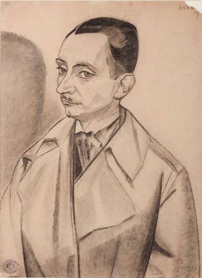 Anne-Pierre De Kat (1881-1968) 
Portrait d'homme
Fusain sur papier
Signé et daté...