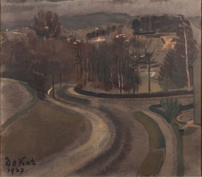 Anne-Pierre De Kat (1881-1968) 
Avenue des Archiducs, 1937
Huile sur toile Signée...