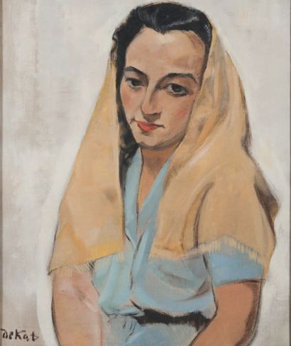 Anne-Pierre De Kat (1881-1968) Danielle Bouchet Huile sur toile Signé en bas à gauche...
