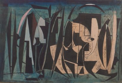 VIC GENTILS (1919-1997) 
Sans titre, 1956
Lavis, gouache et encre sur papier
Signé...