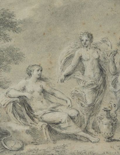 FRANCESCO ZUCCARELLI (PITIGLIANO 1702-FLORENCE 1788) Bacchus découvre Arianne abandonnée
Fusain,...