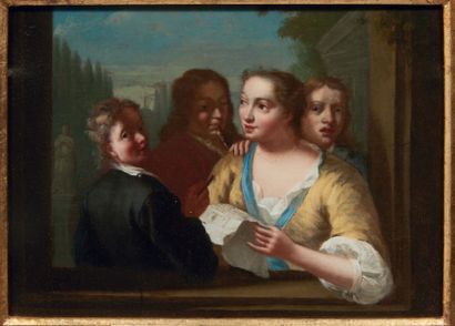 ATTRIBUÉ À JOHANN ANTON DE PETERS (COLOGNE 1725-1795) Le concert
Panneau
H_19 cm...