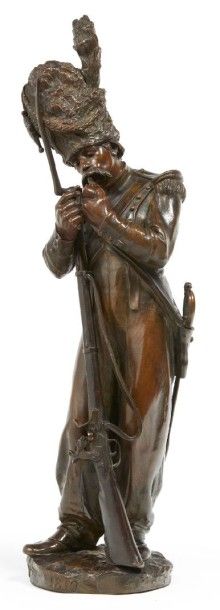 ANTOINE BOFILL (1875- APRÈS 1925) Le zouave fumant sa pipe
Bronze à patine brune...
