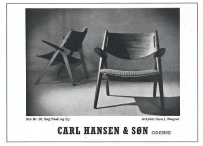 HANS J. WEGNER (1914-2007) 
Suite de quatre fauteuils «Sawbuck» modèle CH 28
Teck...
