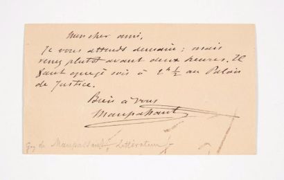 Guy de maupassant (1850-1893) L.A.S., [Paris 21 février 1889], à Georges Decaux;...