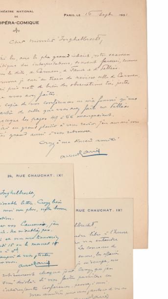 AURIC (Georges) Ensemble de 3 lettres adressées à Colette Steinlen.

1952.

3 lettres...