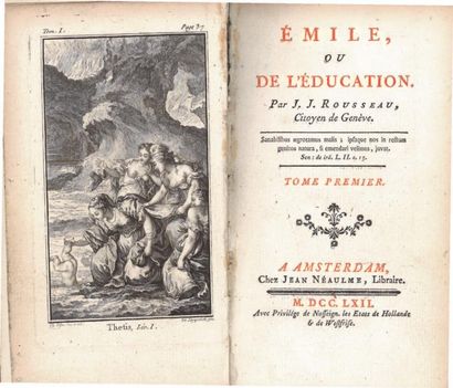 *ROUSSEAU (Jean-Jacques) Émile, ou de l'éducation. Amsterdam, Jean Néaulme [Paris,...