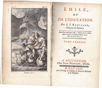 *ROUSSEAU (Jean-Jacques) Émile, ou de l'éducation. Amsterdam, Jean Néaulme [Paris,...