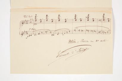 Vincent d'INDY (1851-1931) L.A.S. avec P.A.S. musicale, Paris 20 mars 1899, à M....