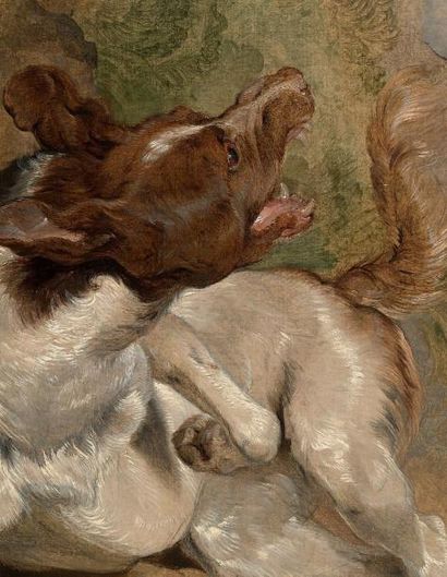 SIR EDWIN HENRY LANDSEER (LONDRES 1802 - 1873) Etude de chien
Toile.
H_91,5 cm L_71...