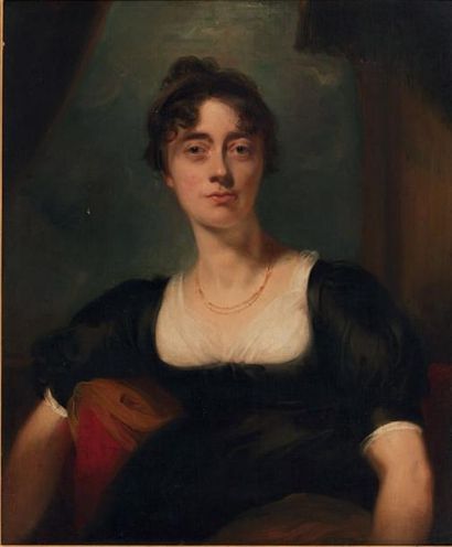 ECOLE ANGLAISE DU XVIIIE SIÈCLE, SUIVEUR DE THOMAS LAWRENCE Portrait de Mrs Bevan
Toile.
H_76...