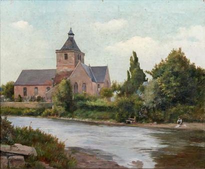 EDOUARD CARIAT (1874 - 1962) Eglise en Normandie
Toile.
Signée, titrée et datée «1952...