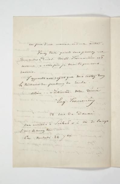 FROMENTIN (Eugène) Lettre adressée à Louis Ulbach. Sans lieu [Paris], ce vendredi...