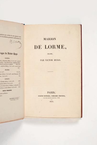 HUGO (Victor) Marion de Lorme, drame. Paris, Eugène Renduel, 1831.
In-8 [221 x 135...