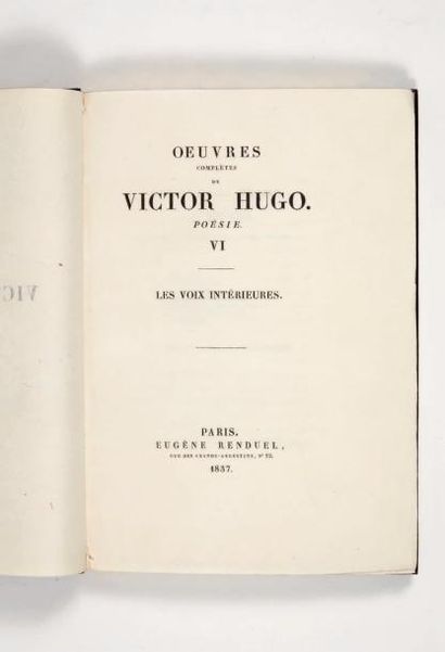 HUGO (Victor) Les Voix intérieures. Paris, Eugène Renduel, 1837.
In-8 [218 x 150...