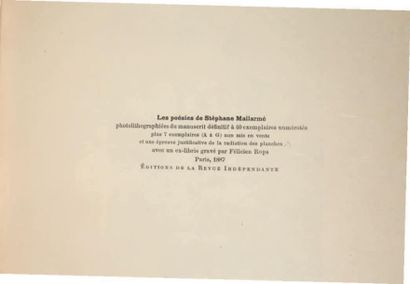 MALLARMÉ (Stéphane) Les Poésies. Paris, La Revue Indépendante, 1887.
In-folio [320...