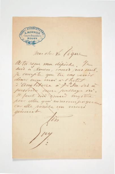 MAUPASSANT (Guy de) Lettre adressée à Robert Pinchon. Rouen, sans date [1890].
Lettre...