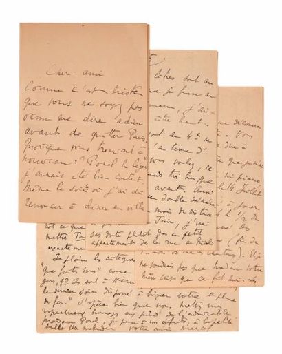 PROUST (Marcel) Lettre adressée à Jacques Porel. Paris, sans date [peu après le 15...