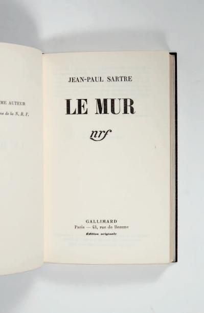 SARTRE (Jean-Paul) Le Mur. Paris, Gallimard, 1939.
In-12 [187 x 116 mm] de 220 pp.,...