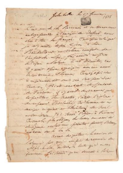 STENDHAL Lettre adressée à Alphonse Gonssolin. Isola Bella, le 17 janvier 1828.
Lettre...