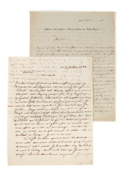 [STENDHAL]. LEVAVASSEUR (Alphonse) Deux lettres adressées à Henri Beyle. Paris, 2...