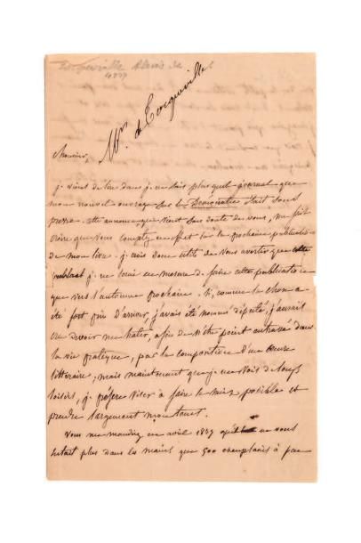 Tocqueville (Alexis de) Lettre adressée à Charles Gosselin. Sans lieu, 3 décembre...