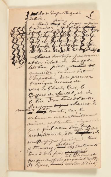 VERLAINE (Paul) Charles Cros. Sans lieu ni date [1886].
Manuscrit autographe signé...