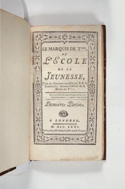 [RESTIF DE LA BRETONNE (Nicolas Edme)] Le Marquis de T***, ou L'Ecole de la Jeunesse,...