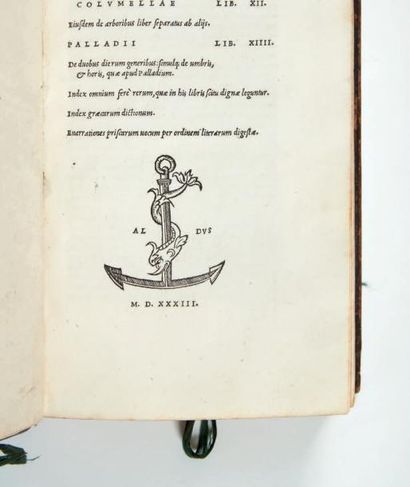 null [SCRIPTORES REI RUSTICAE]. Libri de re rustica. [Venise], Alde, 1533.
In-8 [214...