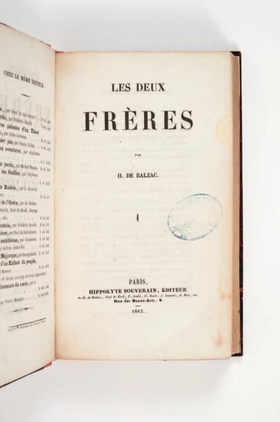 BALZAC (Honoré de) Les Deux Frères. Paris, Hippolyte Souverain, 1842.
2 volumes in-8...