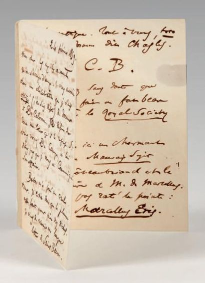 BAUDELAIRE (Charles) Lettre adressée à Charles Asselineau. Sans lieu [Honfleur],...