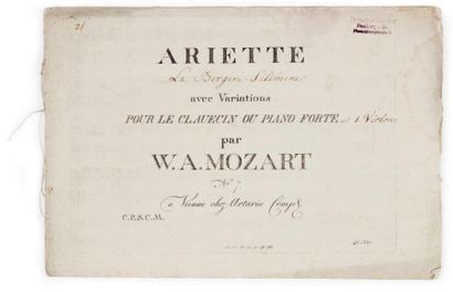 MOZART, Wolfgang Amadeus Ariette avec Variations pour le clavecin ou piano forte...