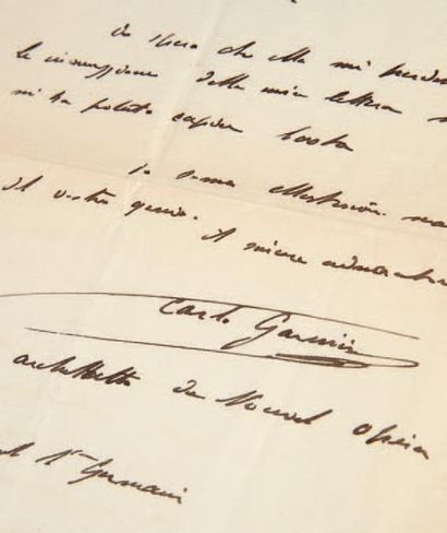 [ROSSINI, Gioachino] - GARNIER, Charles Deux lettres autographes de Charles Garnier...