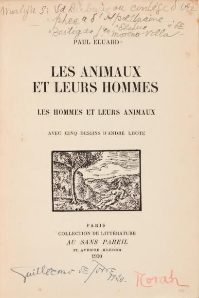 ELUARD, Paul Les Animaux et leurs hommes. Les Hommes et leurs animaux. Avec cinq...