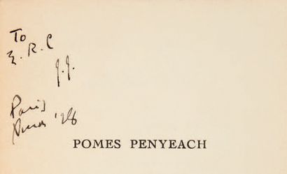 JOYCE, JAMES Pomes Penyeach. Paris, Shakespeare and Company, 1927. In-16 (118 x 90...