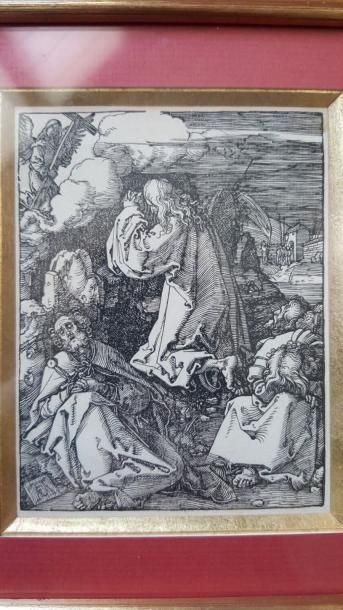 null Grande plaque en émail peint polychrome représentant le Christ au Jardin des...