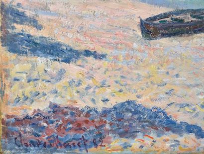 Claude monet (1840-1926) 
Plage et falaises de Pourville, 1882
Huile sur toile.
Signée...