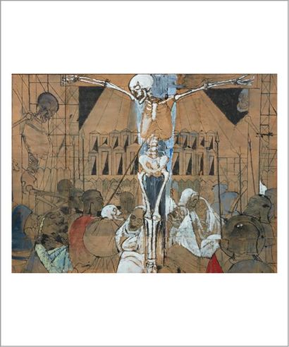PAUL DELVAUX 1897-1994 
Etude pour Crucifixion, 1953
Encre de Chine, huile et aquarelle...