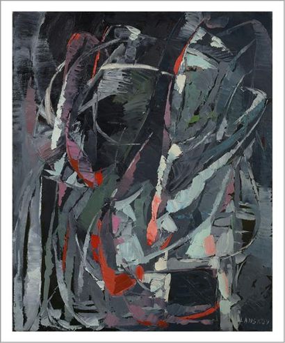 André LANSKOY (1902-1976) 
Composition
Huile sur toile.
Signée en bas à droite.
H_80...