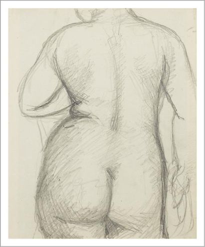 Aristide MAILLOL (1861-1944) 
Nu de dos tenant un voile - Etude pour une statuette...